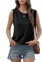 Ebifin Tops Women's Tank Top Summer Sleeveless T-Shirts Tops with Crew Neck Blouse Top Long Tops
