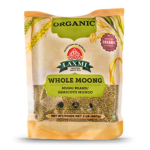 Laxmi Organic Whole Moong, Mung Bean Seeds - 2lbs for Cooking & Sprouting
