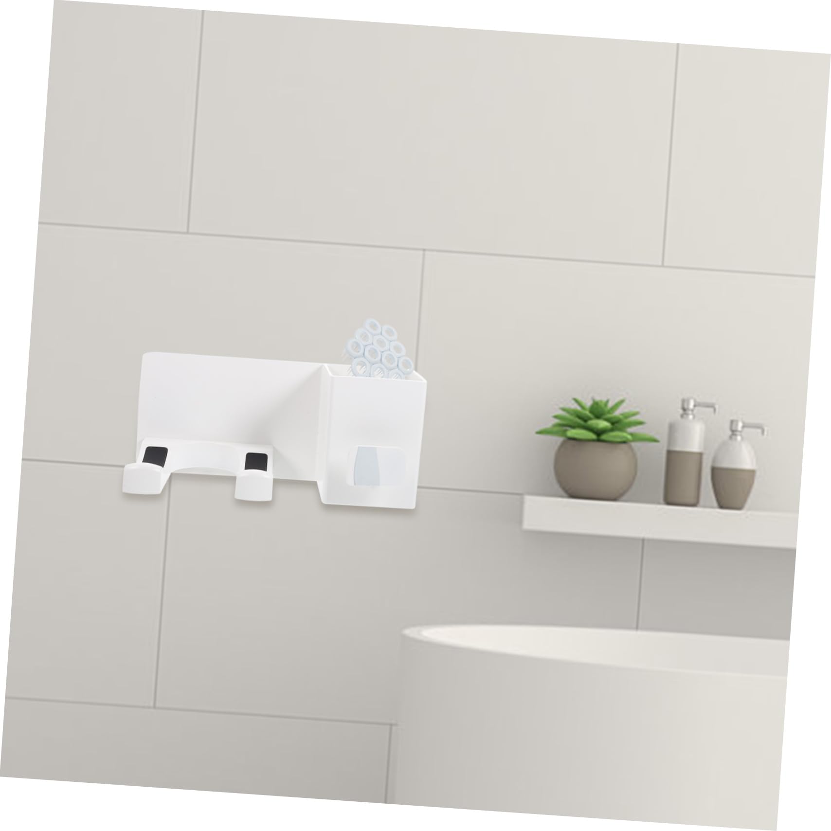 Porta Asciugacapelli Supporto Sicuro senza Foratura da Parete e Facile da Usare in Plastica e Alluminio per Asciugacapelli e Piastra, per Bagno Domestico