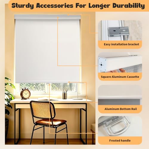 Image of Niche Blinds Cordless Blackout Roller Shades with Valance,White,21 inch Wx72 H