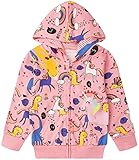 RETSUGO Girls Zip Up Jackets Baby Toddler Girl Hoodies Unicorn Rainbow Sweatshirts with Pockets Kids Winter Coats Casual Outerwear 4t