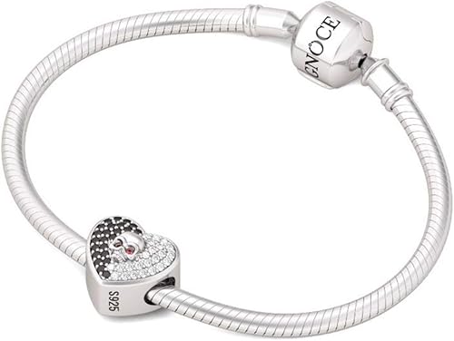 Miniatura 5 de GNOCE Abalorio de calavera en el corazón de plata de ley 925, decoración con circonita cúbica para pulseracollar, regalo de joyería de Halloween,