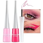 evpct 2Pcs Hot Pink Rose Red Liquid Eyeliner Set Waterproof Neon Bright Light Pink Eye Liner Liquid Pen Pencil for Women Eyes delineadores de colores para ojos delineador de ojos contra el agua 02&11