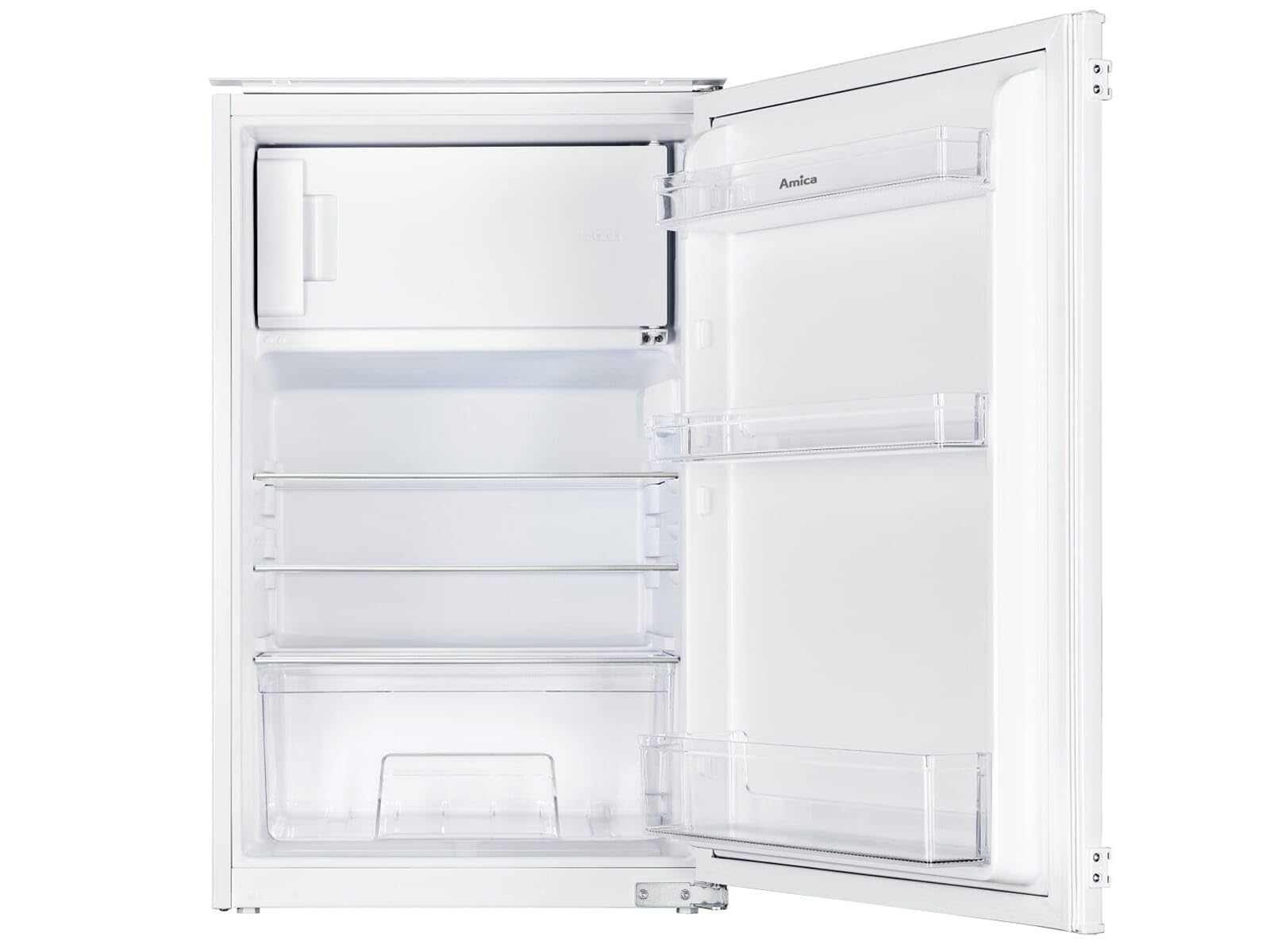 Amica Einbau Kühlschrank 116 L 87,1x54x54 cm EKSS 361 915 | 880 mm Nische, 100 L Kühlteil, 16 L Gefrierteil, Schlepptür-Technik, Inverter Kompressor, Tür-Offen-Alarm