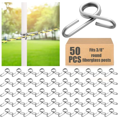 Blulu 50pcs Fiberglass Fence Post Clips (Silver)