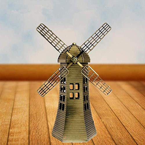 Gfdj Dutch Windmill Model Vintage Metal Craftwork Sculpture Collectible Figurine Architectural Model Decor For Gift Home Office Souvenir (Bronze) #TOP4