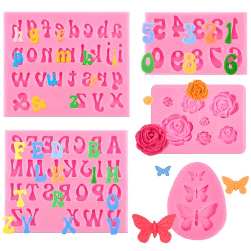 CLUEWR Letter and Number Silicone Fondant Molds 5 PCS