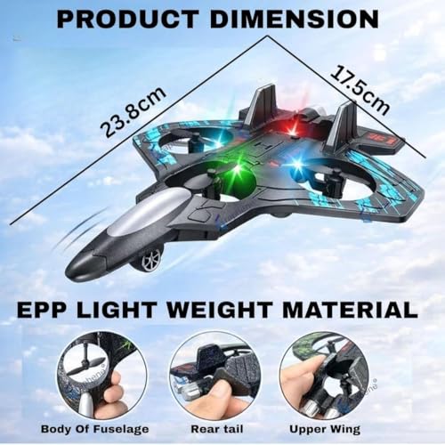 Image of Chettriyanshi Jet Airplane for Kids & Adults with Remote Control, 2.4GHz High Speed Plane Toy with LED Lights, Durable EPP Foam Aircraft, for Boys Girls Flying Toy