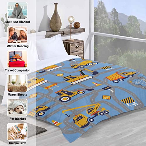 Construction Truck Blanket For Toddler Boys Dump Truck Throw Blankets Tractor Blanket For Baby Kids New Born Soft Lightweight Fuzzy Flannel Fleece Blanket For Nursery Bed Birthday Gifts, 32''X48'' #TOP6