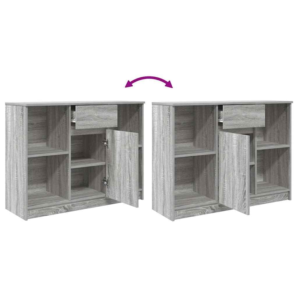 Credenza con Anta e Cassetto Grigio Sonoma 101x35x76 cm
