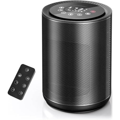 R.W.FLAME Small Space Heaters for Indoor Use, Mini Portable Electric Heaters with Thermostat & Remote, Safe and Quiet Ceramic Heater, 24H Timer, Eco Mode, Desk Heater for Office Bedroom, Rvs
