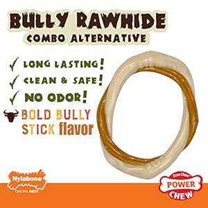 Nylabonepowerchewalternativebullyrawhidecomboringbullybullystickmediumwolf1count Urban Country Home Decor Nylabone power chew alternative bully rawhide combo ring bully bully stick mediumwolf 1 count urban country home decor