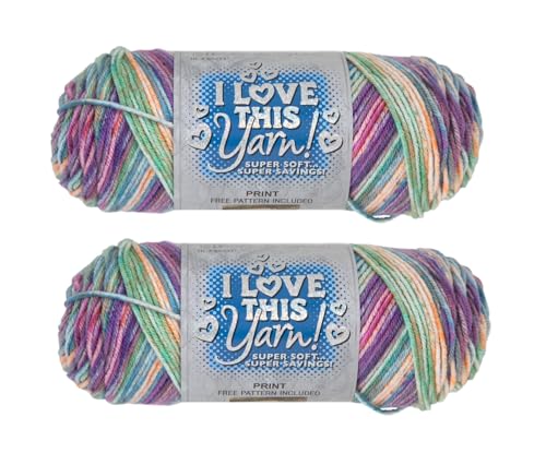 Image of Hobby Lobby Print I Love This Yarn 100% Acrylic, 416 Sunset, Set of 2 | 4 Medium Weight, 252 Yards Per Skien, For Crocheting & Knitting