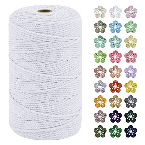LEREATI Macrame Cord 3mm x 200m, Thick Macrame Rope Natural Cotton Rope Craft String