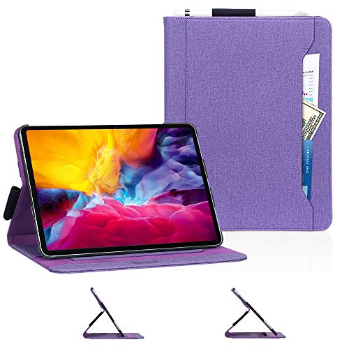 iPad Pro 11 ケース 2020 iPad pro 11 2020 ケース Skycase 型押し PUレザー 耐久性 耐衝撃 スタンド機能 オートスリープ機能 カードポケット付き ペンホルダー付き 2020年春発売の新型iPad Pro 11インチ用 パープル