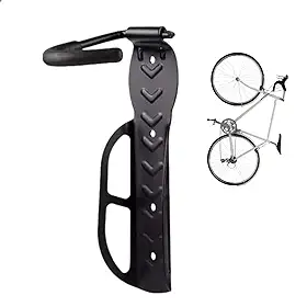 SUPORTE DE PAREDE PARA PENDURAR BICICLETA - BIKE, COM GANCHO DE MATERIAL EMBORRACHADO RESISTENTE PRETO VERTICAL, CABIDES DE BICICLETA