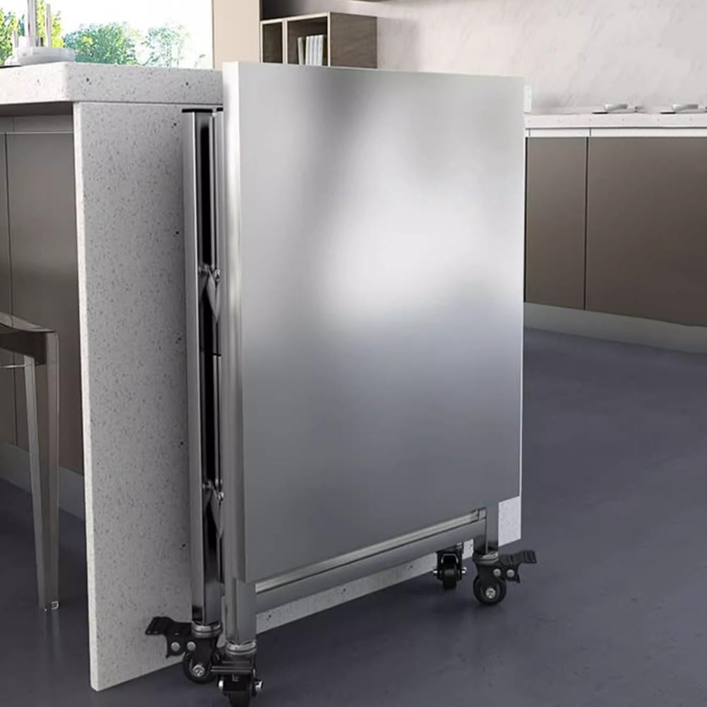 Tavolo pieghevole con scaffalatura mobile in acciaio inox, struttura in metallo stabile, tavolo da lavoro per esterni, carrello per barbecue, forno per pizza, 55 x 30 cm