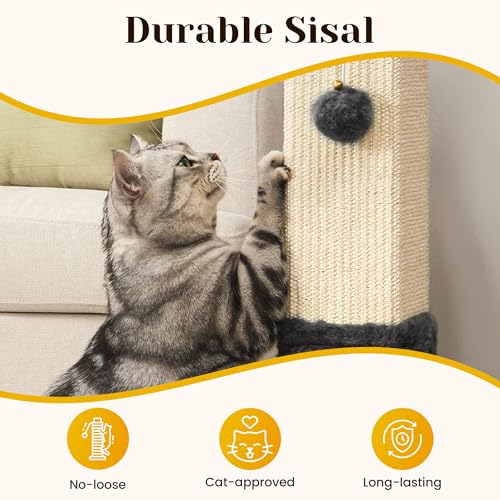 Rascador alto para gato de sisal y madera 32 pulgadas miniatura 3