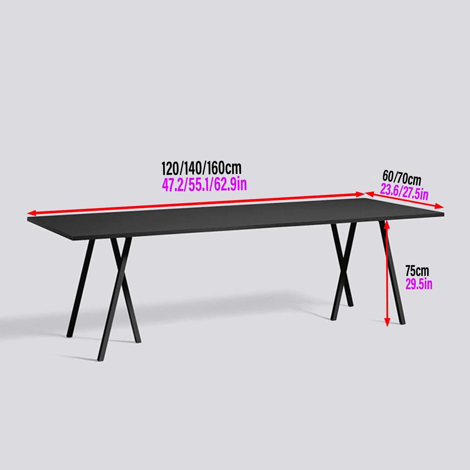 Scrivania per formazione, tavolo da conferenza nero versatile, scrivania rettangolare regolabile per ufficio per riunioni e formazione, 62,9" x27,5 x29,5 con gambe inclinabili, ideale per sa