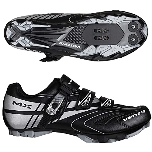 Venzo Mountain Men's Bike Bicycle Cycling Shoes - Compatible With Shimano Spd Cleats - Good For Indoor Cycle, Off Road And Mtb Buckle Strap + Spd Single Release Cleats - Size 7.5 #TOP2