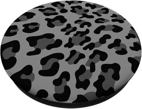 Miniatura 2 de Bonito diseño de estampado de leopardo negro para mujeres en gris PopSockets agarre y soporte para teléfonos y tabletas