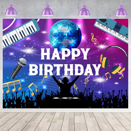Toile de fond DJ Happy Birthday : grand panneau mural de fête musicale