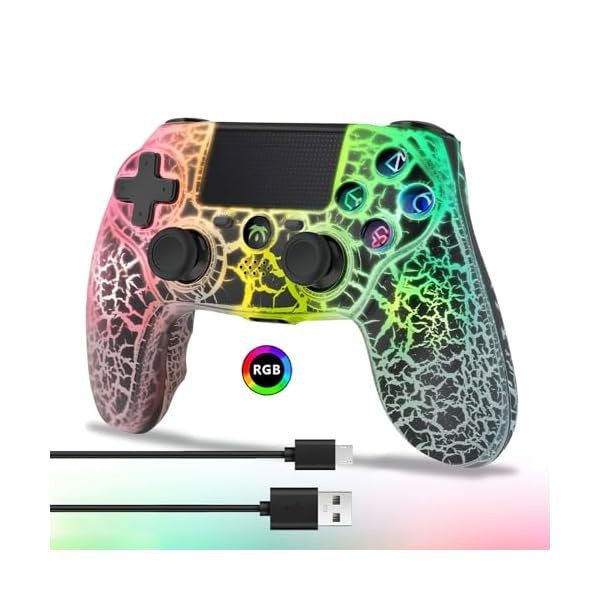 DYONDER Wireless Controller for PS4, Wireless Remote Gamepad with Unique Cracked Design/Dual Vibration/6-Axis Motion Sensor/Audio Function, Game Controller Widely Compatible with PS4/PC/iOS(Black)