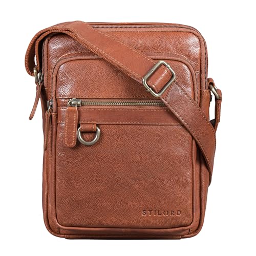 STILORD 'Orion Bolso bandolera de piel para hombre | Pequeño bolso vintage para iPad de 10,9 pulgadas | Bolso de hombro de piel auténtica Color: negro, Maraska - Marrón, S