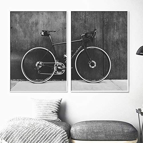Mur art toile peinture affiches impressions vélo paysage noir blanc