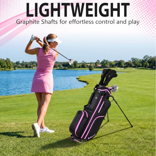 Image of XDriveMax Men's & Women's Complete Golf Clubs Set (11-Piece Package), Lightweight Graphite /Steel Shafts, 460cc Driver, 3 Wood, Hybrid, 5-9 Iron+PW+SW, Blade Putter, Deluxe Stand Bag (Right /Left Hand)