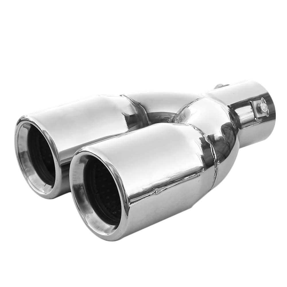 Auspuffblende Doppelrohr Doppel Rund Edelstahl Sportauspuff Auspuff Endrohr Ende Endrohrblende Auspuffspitzen Endrohrblenden Schalldämpfer Spitze Universell Auspuffrohr Chrom Rostfrei