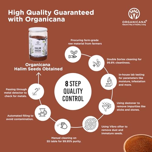 Image of Organicana Halim Seeds 1kg - (Pack of 2) 500gm each- Garden Cress | Aliv Seed | Asaliya | High in Fibre and Omega 3 | Garden Cress | Asalia | Haleem seed | Immunity Booster Superfood