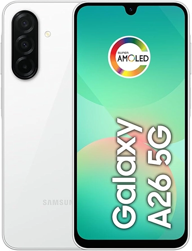 Samsung Celular Galaxy A26 5G 256GB, 8GB RAM, Câmera de 50MP, IP67, Tela Super AMOLED 6.7", NFC (Branco)
