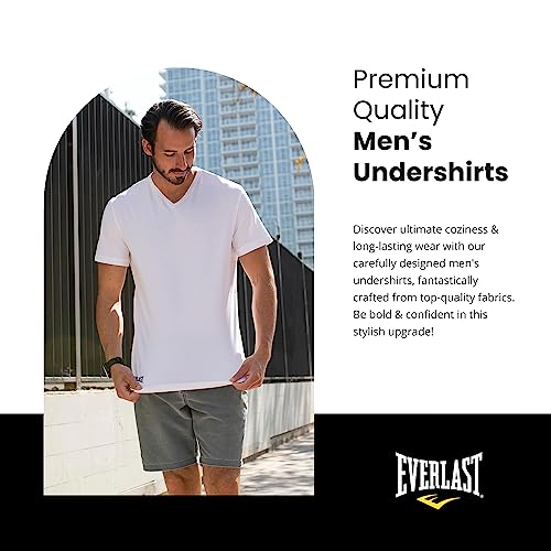 Everlast 6-Pack Men's Essential V-Neck Undershirts – Breathable, Tagless, Cotton Mens T Shirt – T Shirts for Men Pack2