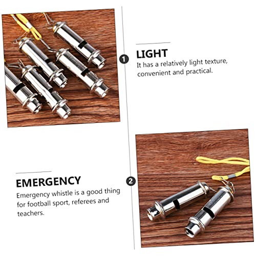 3 silbatos de emergencia de acero inoxidable con cuerda miniatura 6