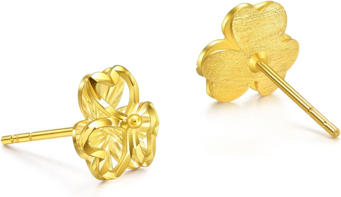 CHOW SANG SANG 999 24K Gold Essence Blossom Stud Earrings for Women 95215E