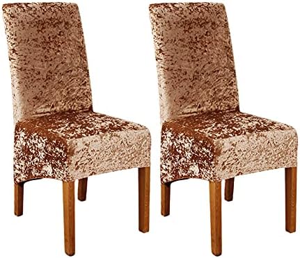 abodos Dining Chair Covers, Crushed Velvet Stretchable Elastic Chairs Protective Cover, Removable Washable Slipcovers for Dining Room Wedding Banquet Party Chair Covers,navy blue,set of 6
