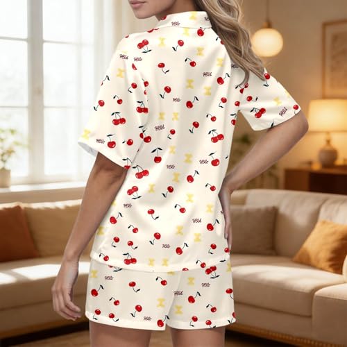 Pyjama doux pour la maison : ensemble deux pièces décontracté imprimé avec short à nouer