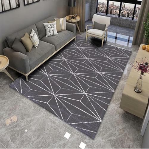 RUGMRZ Alfombra Bambu Moqueta Negra Alfombra Gris decoración en línea Recta Moderno Aislamiento acústico Antideslizante Alfombras Infantil 160X200CM