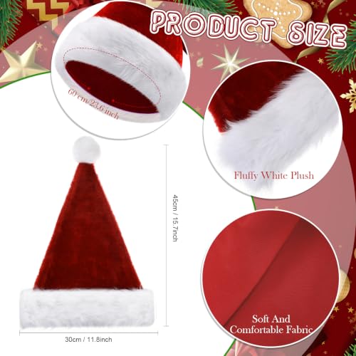Image of Vicenpal Brick Red 20 Pcs Santa Hats Bulk Plush Christmas Hats for Adults Women Men Holiday Party Costume (Classic)