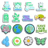 Save Our Earth Croc Charms 16PCS Planet ECO Shoes Charm for Croc PVC Clog Pins Green Shoe Charms Acc