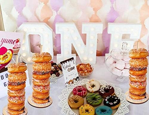 Wood Donut Stands 3 Pcs Doughnuts Display Stands Rack Detachable Bagels Dessert Table Towers Candy Bar Holder for Wedding Birthday Baby Shower Anniversary Retirement Bachelorette Party image 2