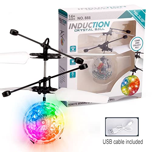 XUBX 2 Stück RC Fliegender Ball Kinder Spielzeug, Ferngesteuerte Helikopter, Mini Drohne für Kinder Flying Orb Ball Flugzeug, LED RC Flugzeug Helikopter mit Handsensor Infrarot, Mini Hubschrauber