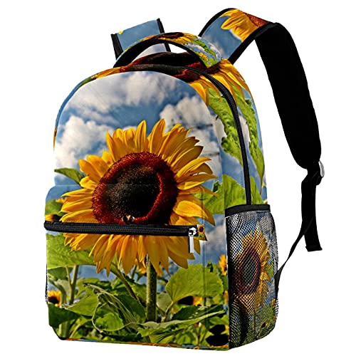 Sac à dos décontracté pour femme avec motif tournesol et grand sac à bandoulière