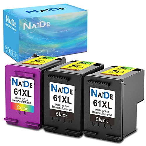 Greatest Product NAIDE Ink cartridges 61 High Yield Replacement for h61xl hp Ink cartridges Compatible with Printer Envy 4500 5530 Deskjet 1510 2510 3050 Officejet 2620 4630 Combo Pack(2 Black，1 Color)