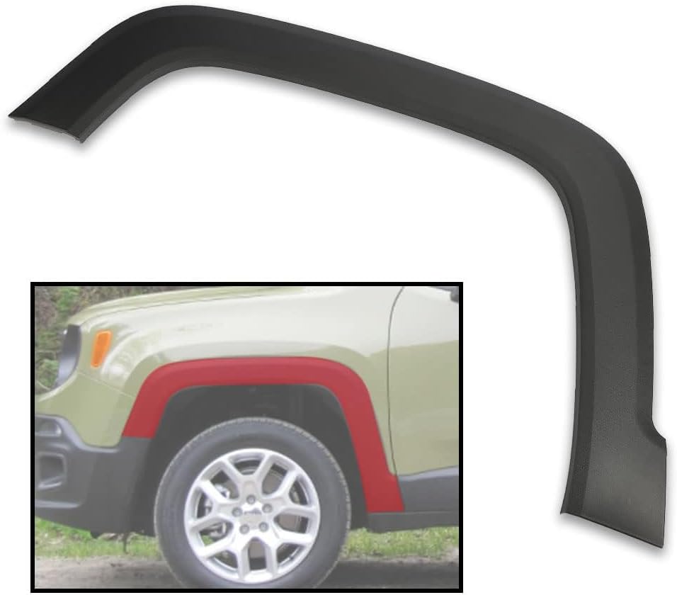 PIT66 Front Left Fender Flare, Compatible with 2015 2016 2017 2018 2019 2020 2021 Jeep Renegade 5XB67LXHAA, CH1790104 Fender Trim Molding Moulding Black Textured