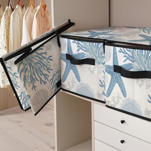 Image of Stackable Clothes Storage Bins with Lids 3 Pack | Closet Organizers Fabric Cat Printing Box for Home and Office,Blanket Clothes Organizers,Under Bed Storage Containers