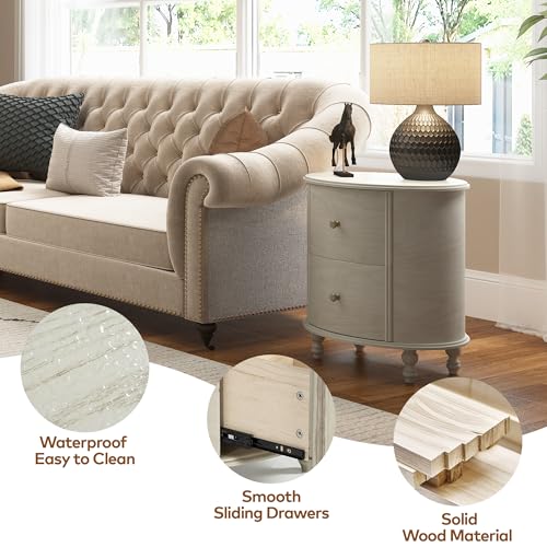 Image of Chogori Solid Wood End Table Set of 2, Elegant Pine Side Tables with 2 Drawers, Compact & Versatile Nightstand for Living Room, Bedroom, or Small Spaces Easy Assembly & Timeless Design