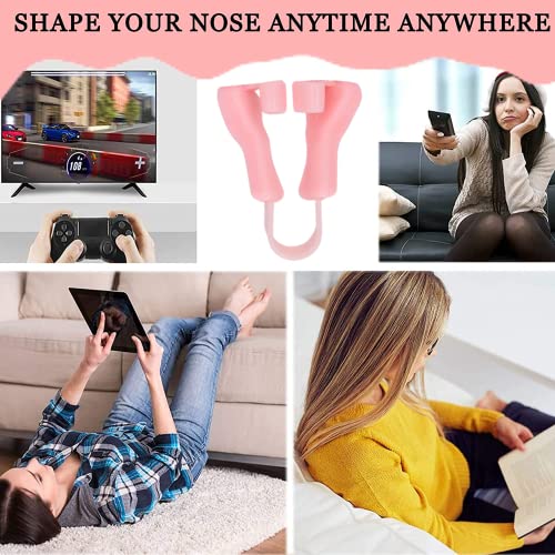 Image of Nose shaper for women for big and small nose bridge uplifting clip for men nose straightener nose shaping tool nose up beauty clipper (Pink with White) (Pink)