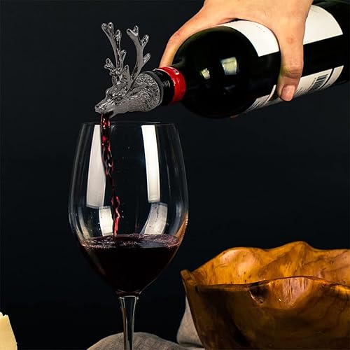 Vista 2 de Beaupretty Whisky Vertedor Animal Ciervo Cabeza Tapón de Vino Animales Vino Pourer Caño Barras Aleación